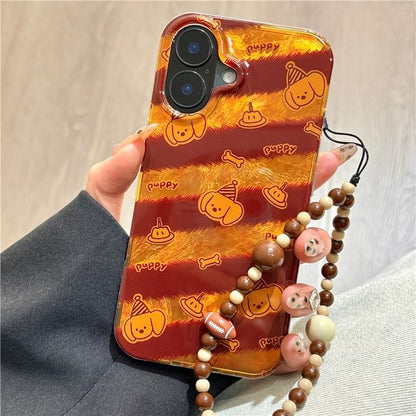 Striped Strap Phone Case Dog