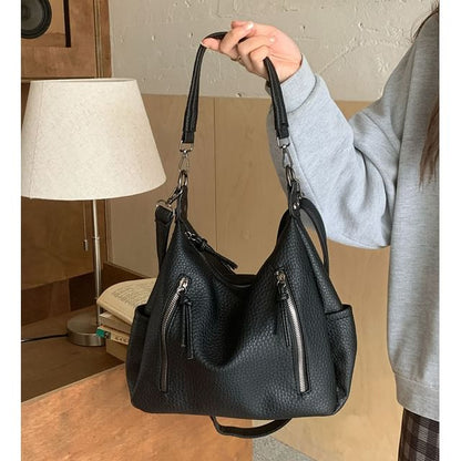 Faux Leather Tassel Shoulder Bag