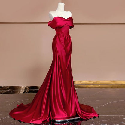 Plain Evening Off-Shoulder Gown Mermaid