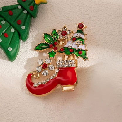 CZ Christmas Alloy Brooch