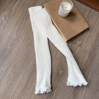 Plain Lettuce Edge Knit Leg Warmers