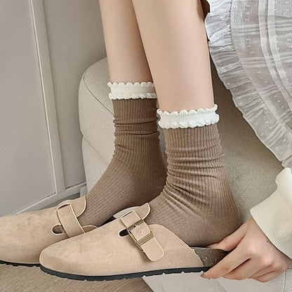 Two Tone Ribbed Socks / Set