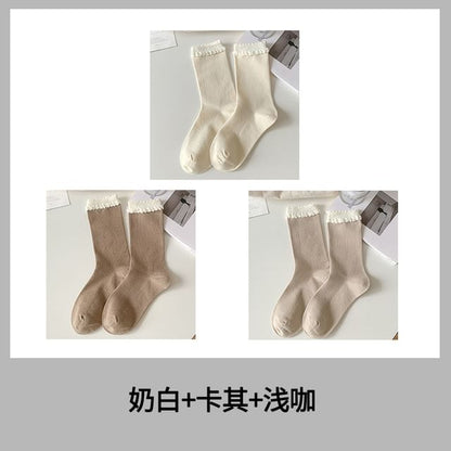 Two Tone Ribbed Socks / Set
