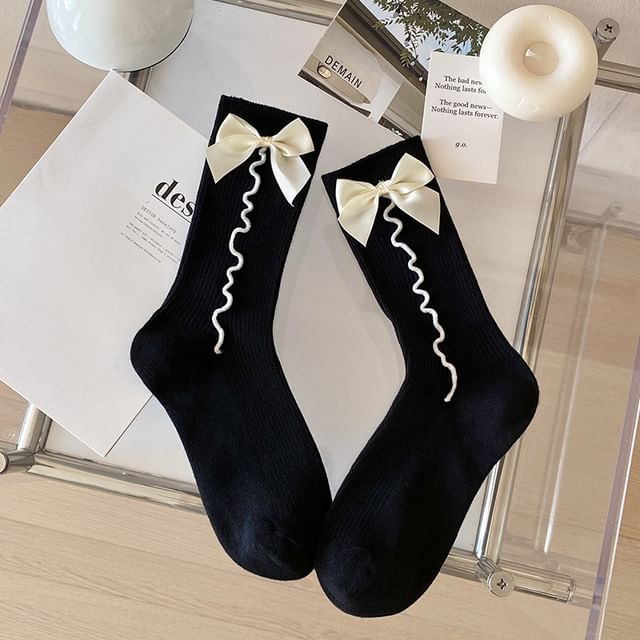 Bow Ribbed Socks