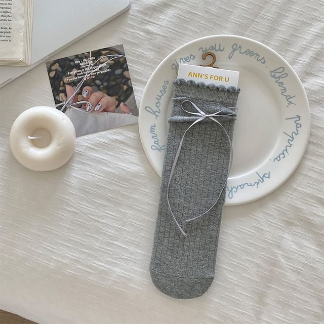 Bow Ribbed Socks