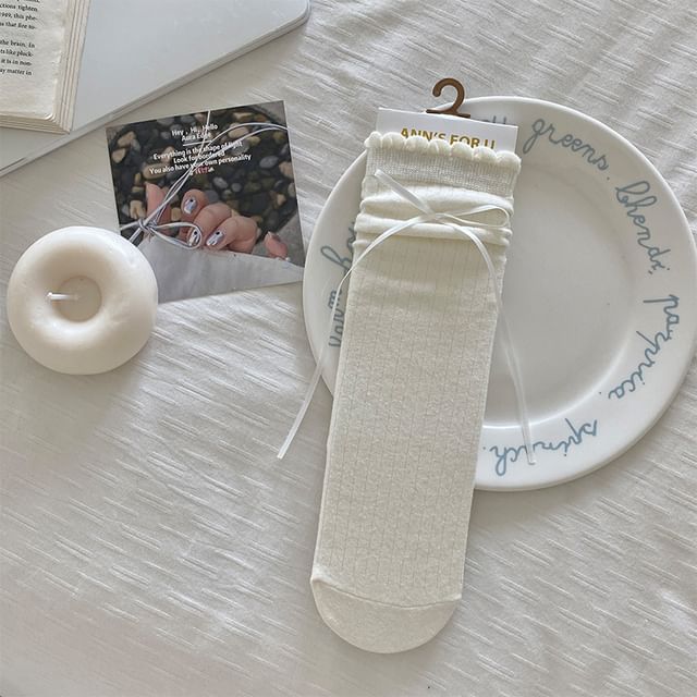 Bow Ribbed Socks