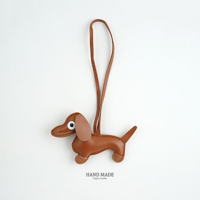 Faux-Leather Dachshund Bag Charm / Key Ring