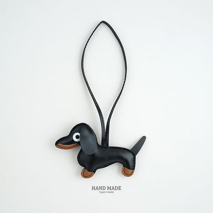 Faux-Leather Dachshund Bag Charm / Key Ring