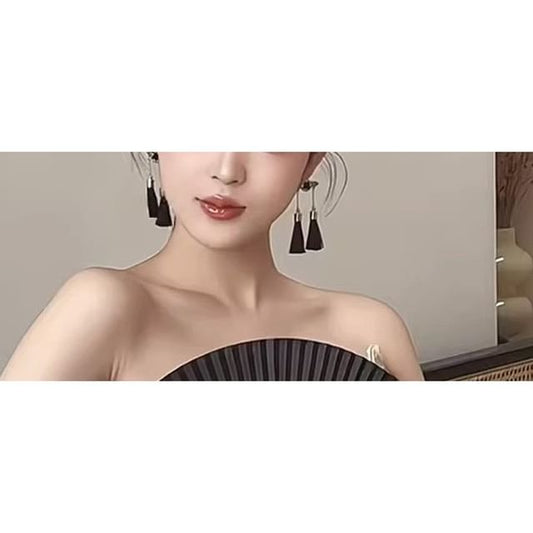 Rhinestone Tassel Drop Earring / Hair Stick / Set