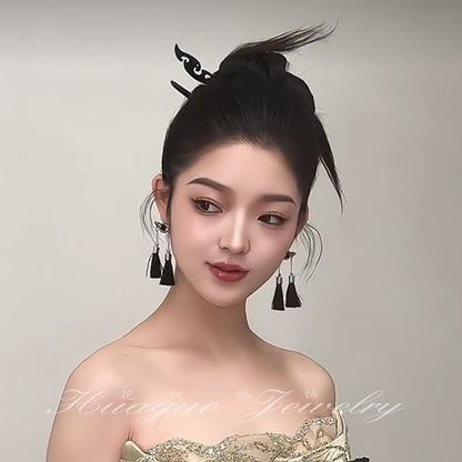 Rhinestone Tassel Drop Earring / Hair Stick / Set