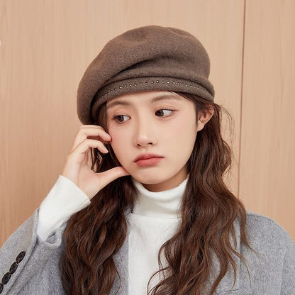 Studded Beret Hat