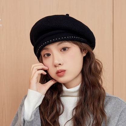 Studded Beret Hat