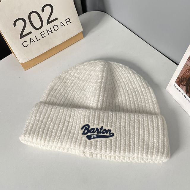 Lettering Applique Knit Beanie