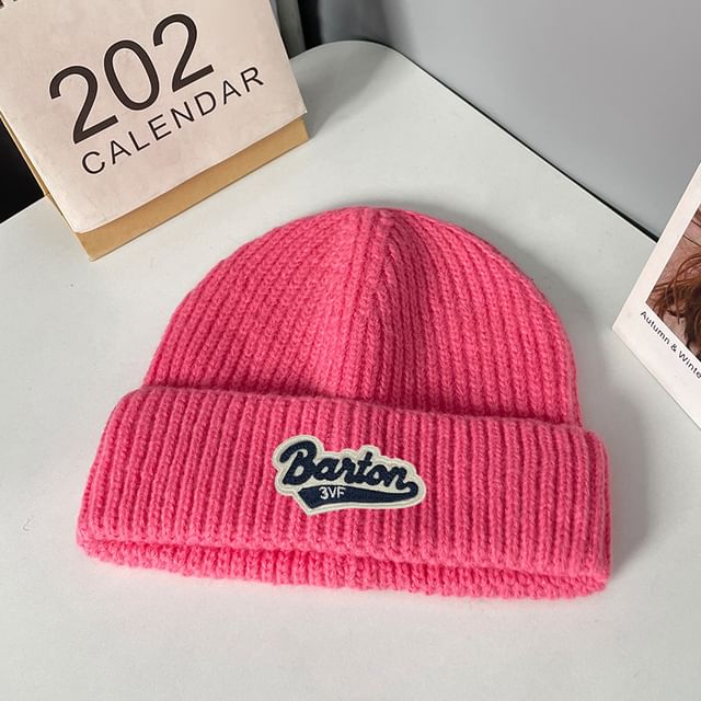 Lettering Applique Knit Beanie