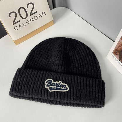 Lettering Applique Knit Beanie
