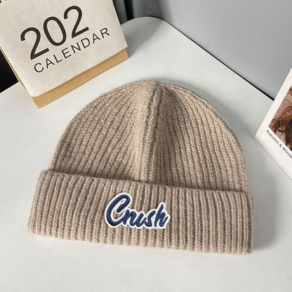 Lettering Applique Knit Beanie