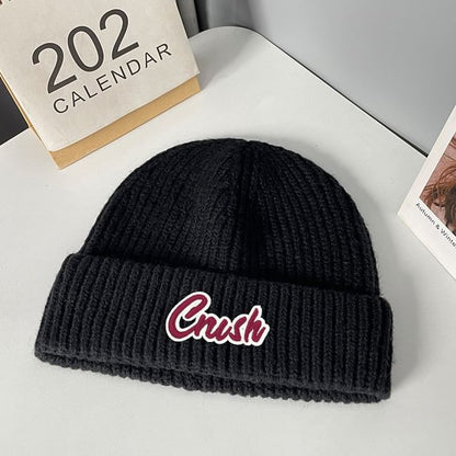 Lettering Applique Knit Beanie