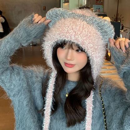 Cat Ear Wool Trapper Hat