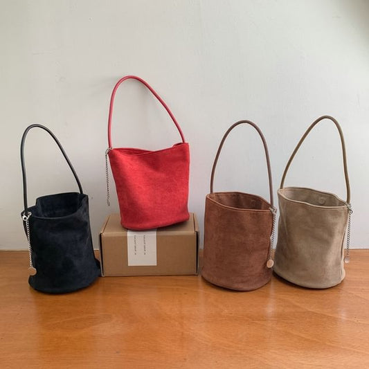 Faux Suede Bucket Bag