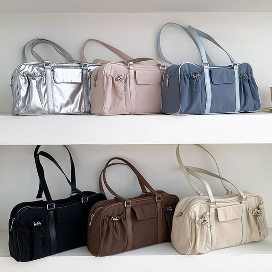 Multi-Pocket Drawstring Tote Bag