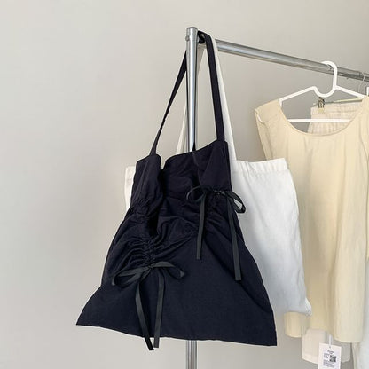 Plain Bow Drawstring Shopper Bag