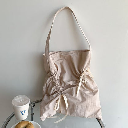 Plain Bow Drawstring Shopper Bag