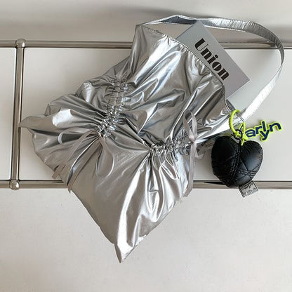 Plain Bow Drawstring Shopper Bag
