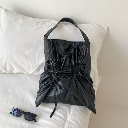 Plain Bow Drawstring Shopper Bag