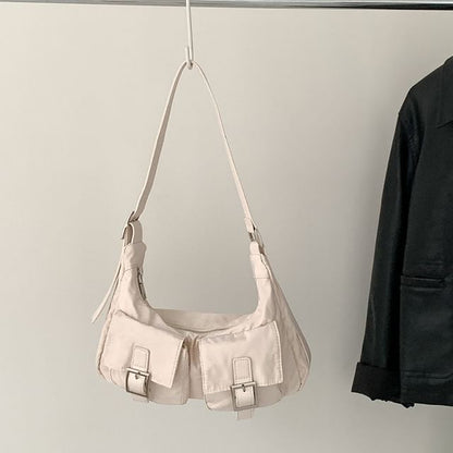 Multi-Pocket Buckled Shoulder Bag