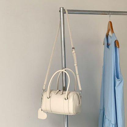 Faux Leather Boston Bag