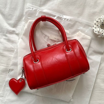 Faux Leather Boston Bag