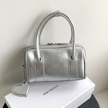 Faux Leather Boston Bag