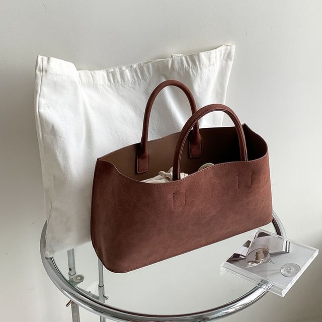 Faux Suede Tote Bag