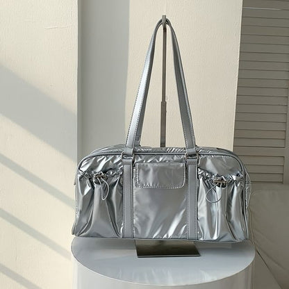 Multi-Pocket Drawstring Tote Bag