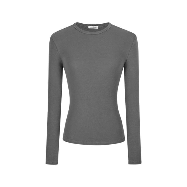 Long-Sleeve Round Neck Slim Fit Tee