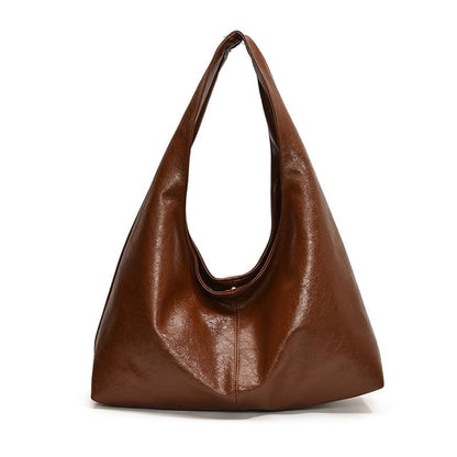 Plain Faux Leather Slouchy Shoulder Bag