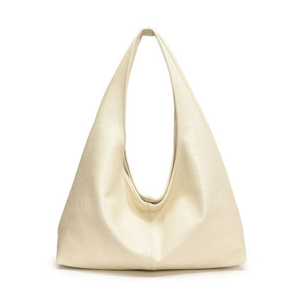 Plain Faux Leather Slouchy Shoulder Bag