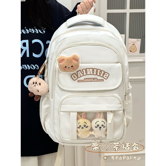 Lettering Print Transparent Panel Crossbody Tote Bag / Backpack