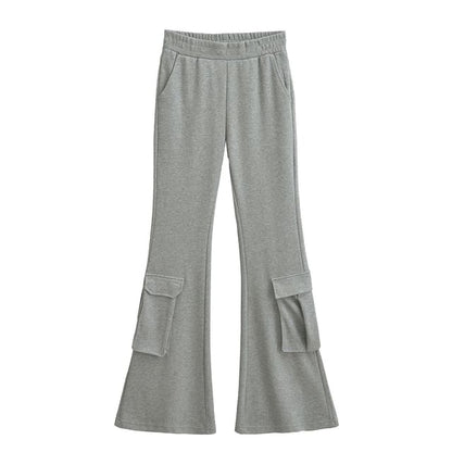 Elastic Waist Bootcut Cargo Sweatpants