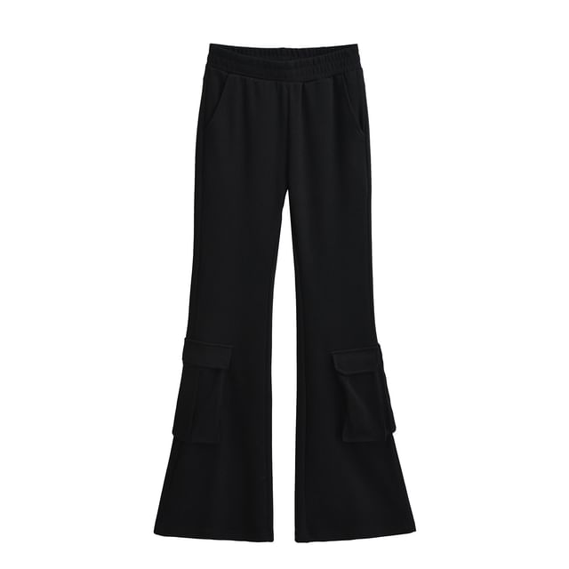 Elastic Waist Bootcut Cargo Sweatpants