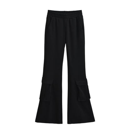 Elastic Waist Bootcut Cargo Sweatpants