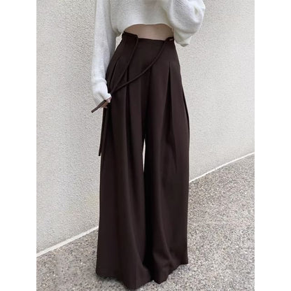 High Rise Plain Pleated Wide Leg Suit Pants