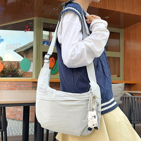Nylon Plain Crossbody Bag
