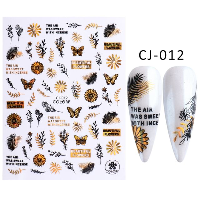 Leaf Metallic Nail Art Stickers (Various Designs)