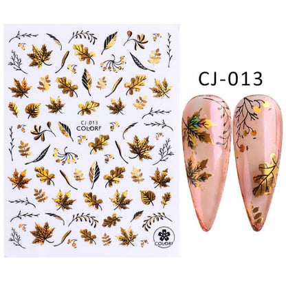 Leaf Metallic Nail Art Stickers (Various Designs)