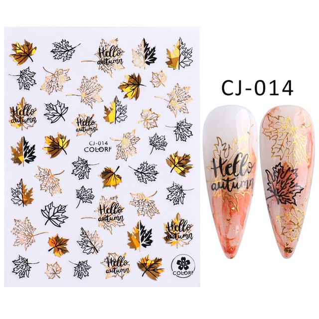 Leaf Metallic Nail Art Stickers (Various Designs)