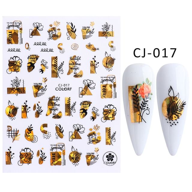 Leaf Metallic Nail Art Stickers (Various Designs)