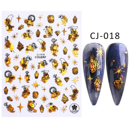 Leaf Metallic Nail Art Stickers (Various Designs)