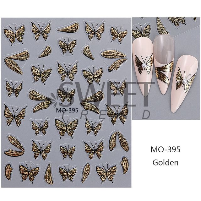 Butterfly Cat Eye Nail Art Stickers