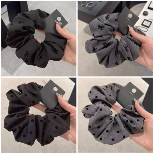 Bow Print Scrunchie / Dotted Scrunchie